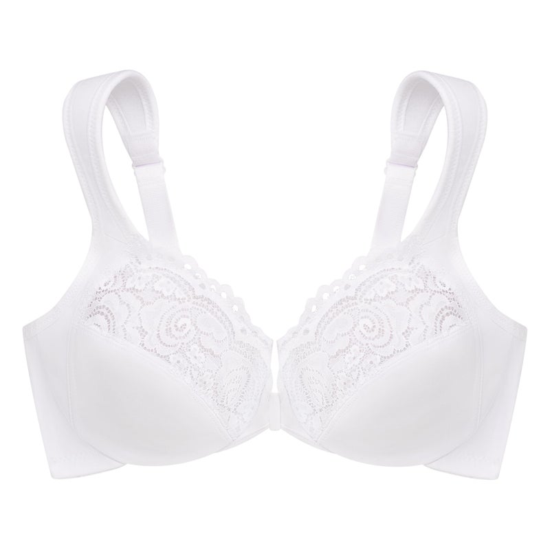 Glamorise Full Figure Plus Size Wonderwire Front-Closure Bra Underwire #1245 White - Image 3